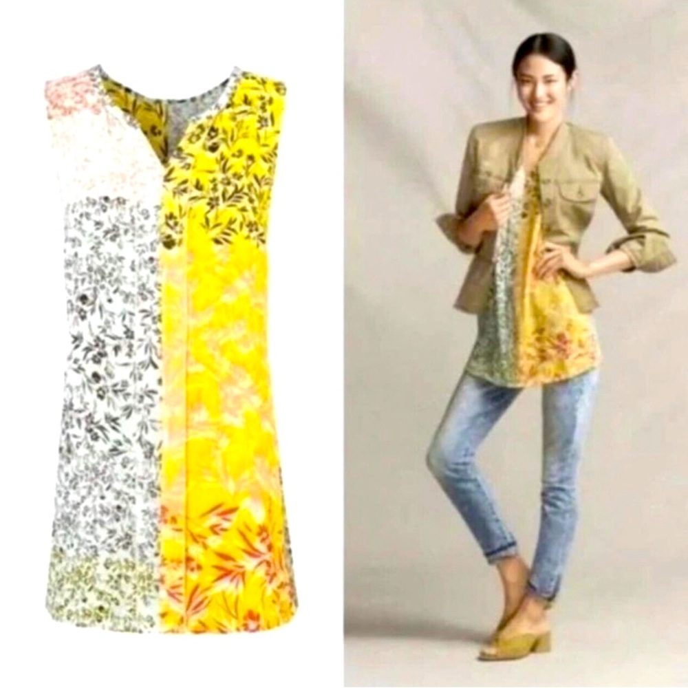 CAbi XL Golden Glow Split Blouse women’s Sleeveless Tunic Shirt